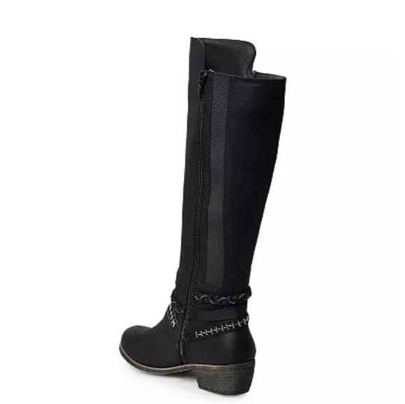 Redpoll Studded Knee High Buckle Riding Boots, Black Size  6.5 - Picture 7 of 8